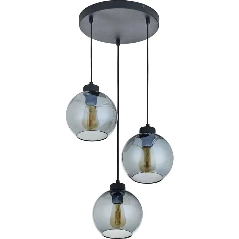 BOXED BEACHWOOD 3-LIGHT CLUSTER GLOBE PENDANT (1 BOX)