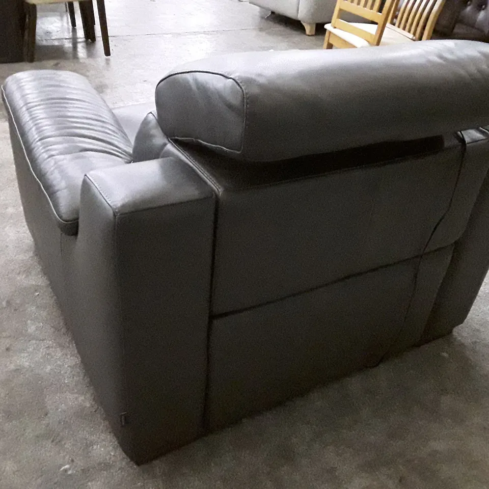 QUALITY ITALIAN DSIGNER RICCARDO ELECTRIC RECLINER CHAIR WITH SMALL ARMS - SLATE LEATHER