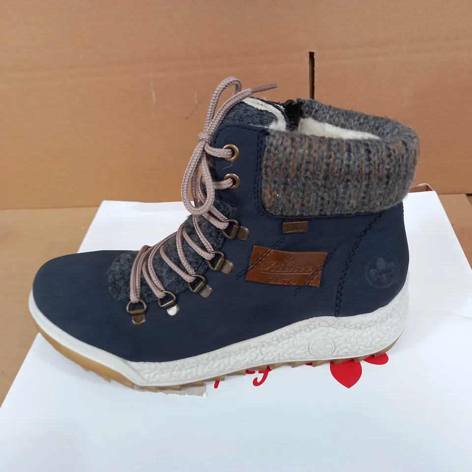 RIEKER LACE NAVY BOOT - SIZE 5