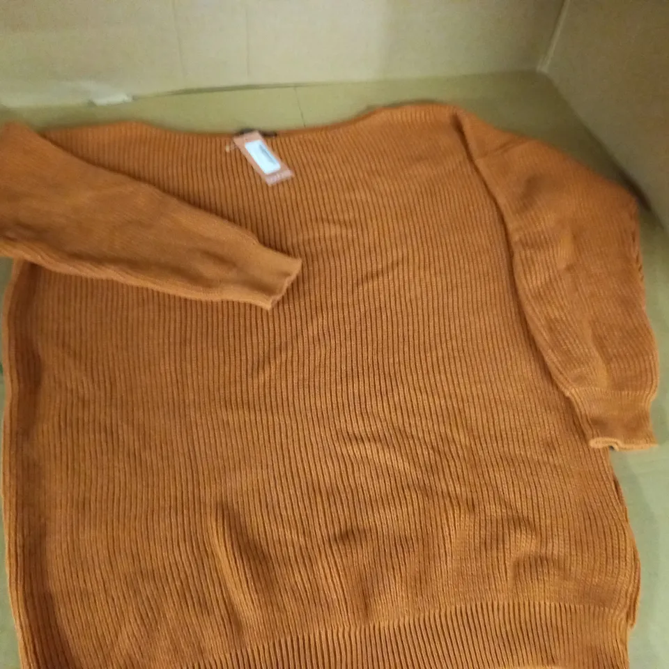 BOOHOO PLUS SLASH NECK LONGLINE JUMPER IN TOFFEE - 20