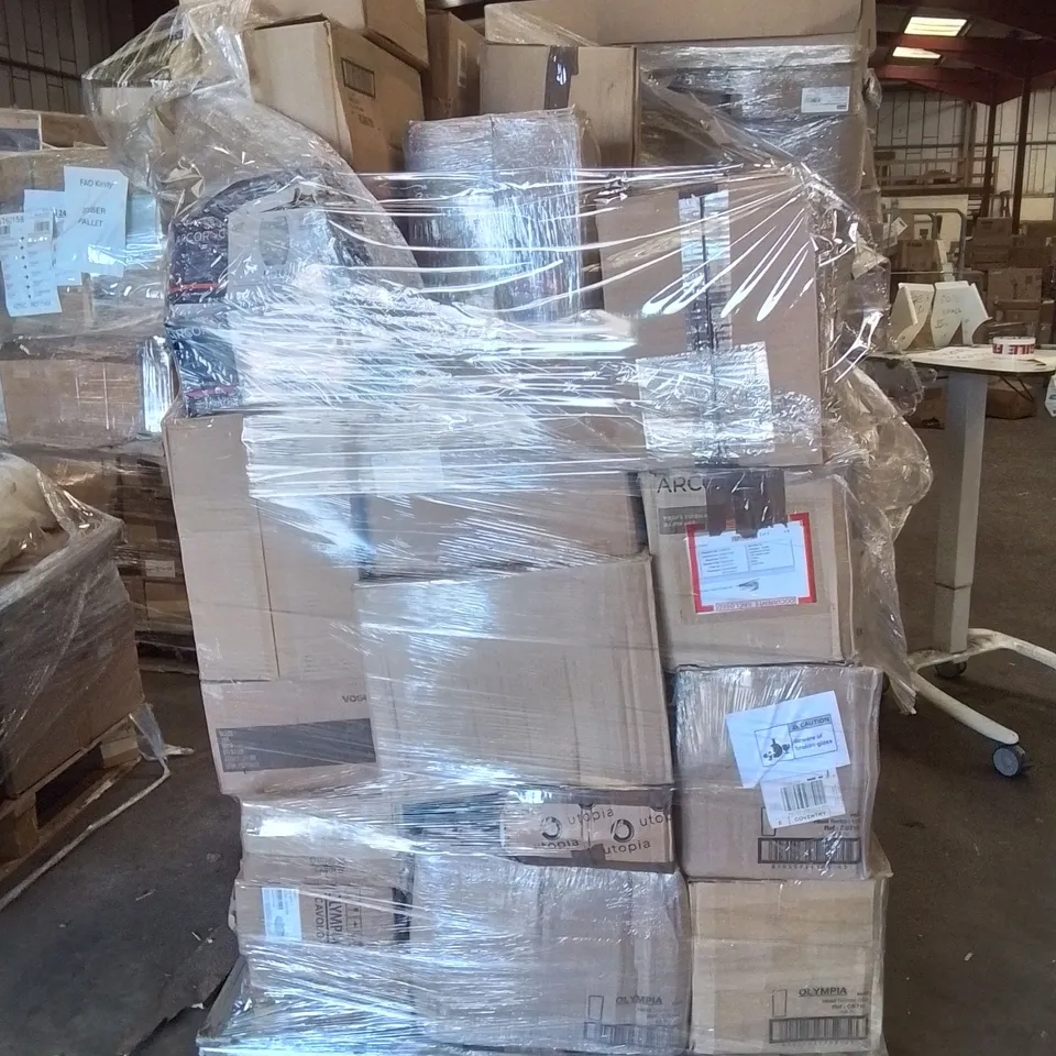 PALLET CONTAINING CATERING ITEMS AND PRODUCTS SUCH AS;OLYMPIA WINE GLASSES,ARCOROC HIBALL GLASSES,SCHOTT ZWEISEL GLASSES 