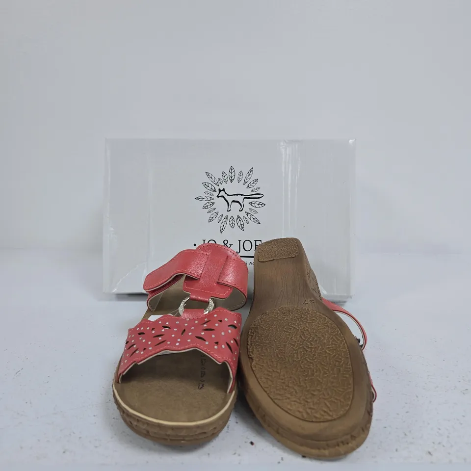 JO & JOE WOMEN'S PINK SANDALS WITH CORK WEDGE – CUTOUT LEAF DESIGN SIZE EU 37