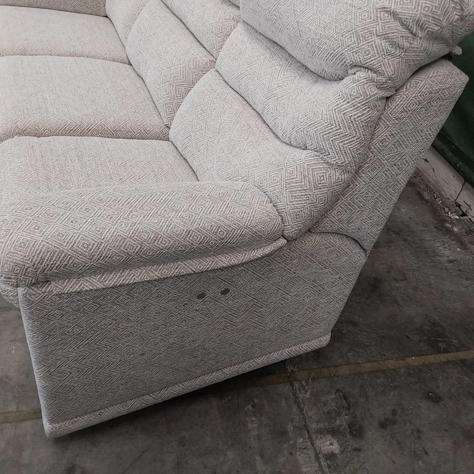 QUALITY BRITISH DESIGNER G PLAN MALVERN POWER RECLINING THREE SEATER SOFA NEBULAR BLUSH FABRIC 