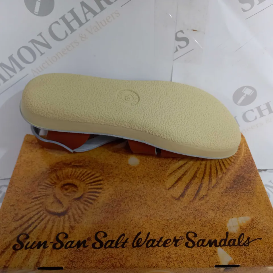 BOXED SUN SAN SALT WATER SANDAL SWIMMER IN BROWN - UK 12 