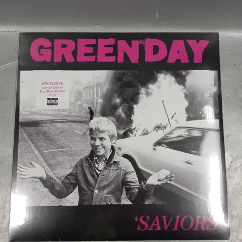 SEALED GREENDAY SAVIORS LIMITED EDITION PINK/BLACK MARBLED VINYL
