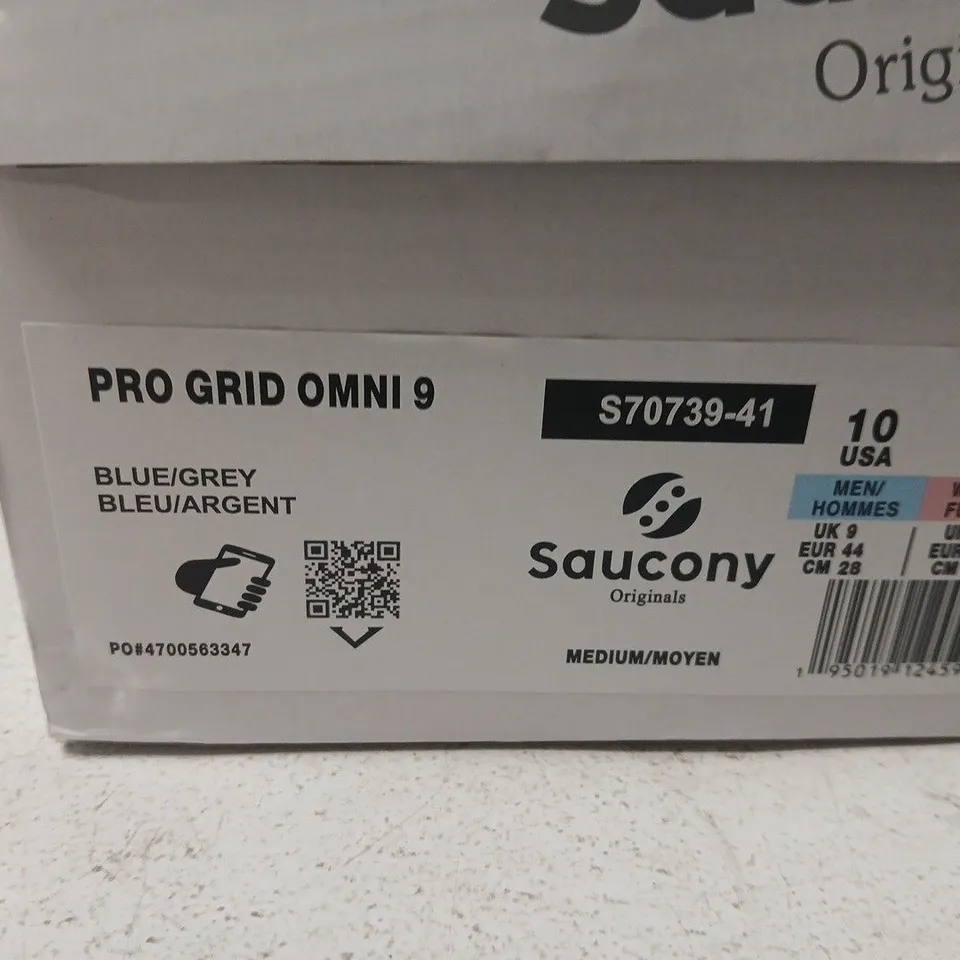SAUCONY PRO GRID OMNI 9 RUNNING SHOES – BLUE/GREY, US 10 (UK 9) – ORIGINAL SAUCONY ORIGINALS BOX
