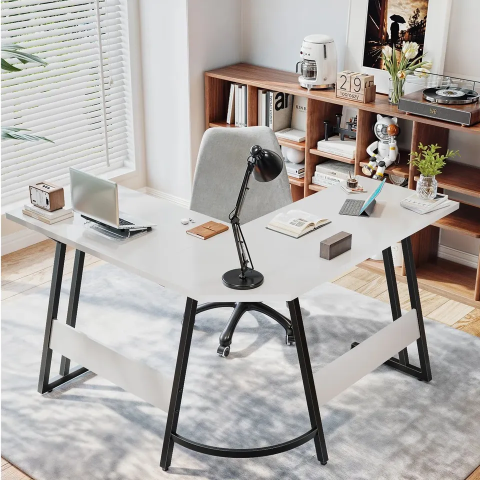 BOXED VANESA 120CM 90CM L-SHAPE COMPUTER DESK METAL BASE CORNER GAMING DESK