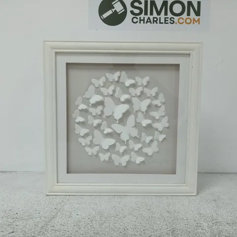 FRAMED BUTTERFLY WALL ART, WHITE FRAME