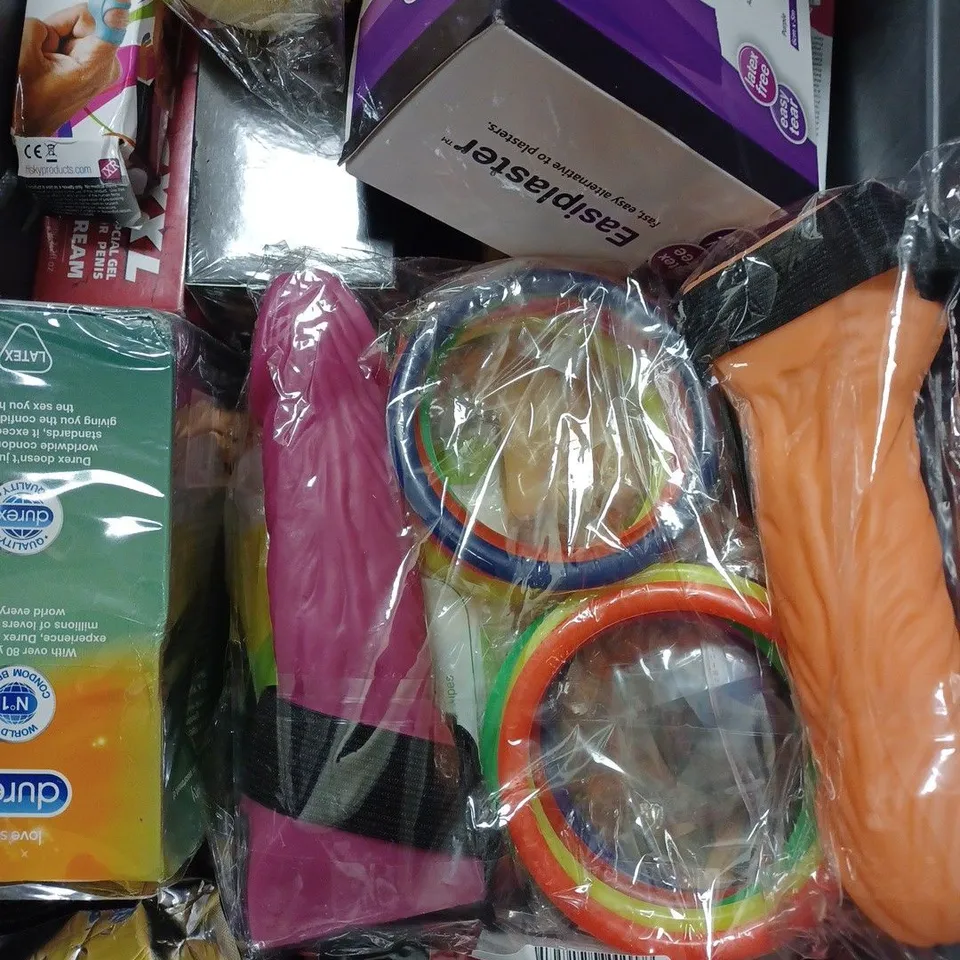 BOX OF APPROX 15 ASSORTED ADULT NOVELTY TOYS 