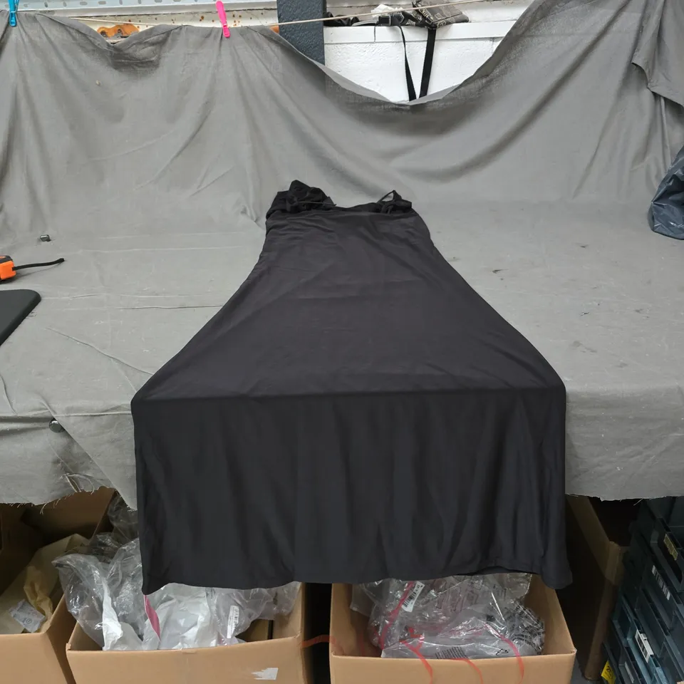 PRETTYLITTLETHING BLACK MAXI DRESS – DOUBLE LAYER, UK SIZE 8