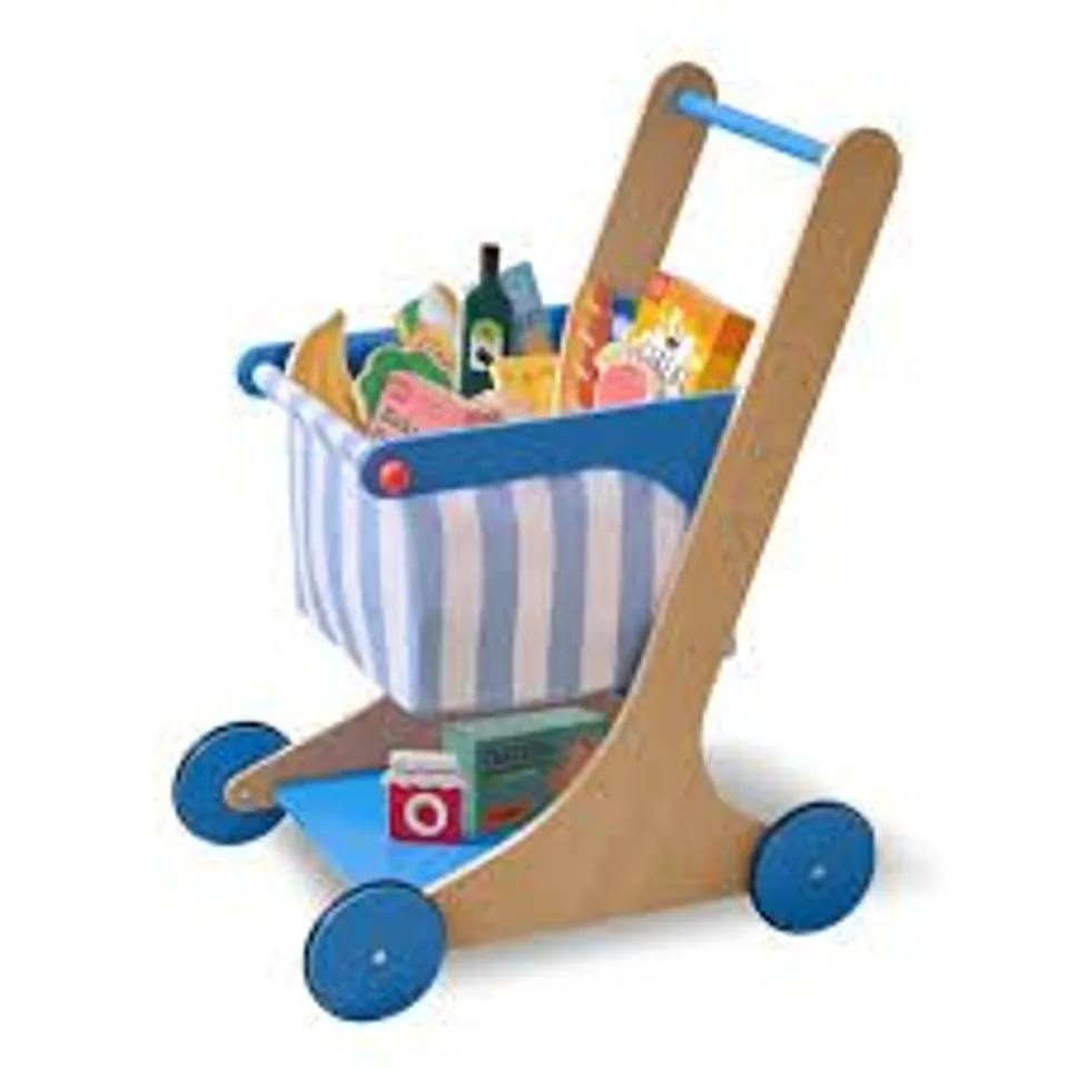 BOXED TEAMSON KIDS LITTLE HELPER MR FRESH BLUE SHOPPING CART WITH GROCERIES (1 BOX)