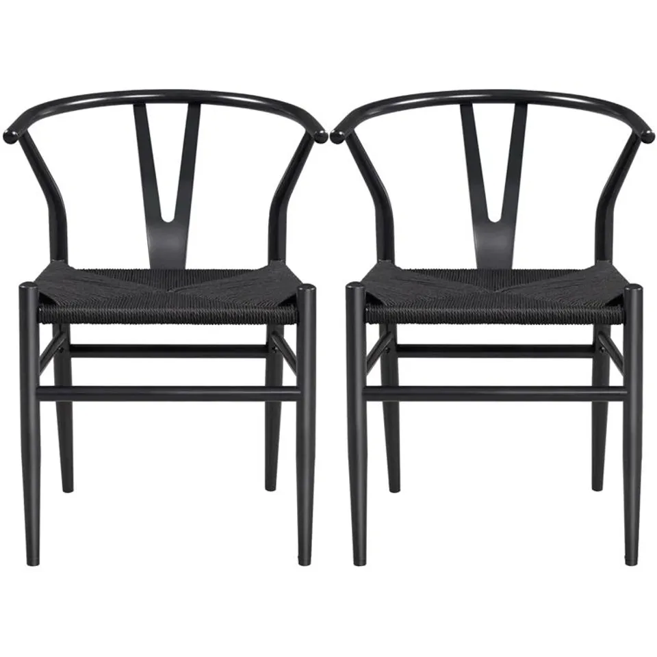 BOXED SET OF 2 ALAMEA MODERN WEAVE ARM CHAIRS BLACK (1 BOX)