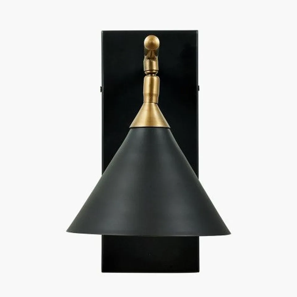 BOXED ZETA MATT BLACK AND ANTIQUE BRASS WALL LIGHT