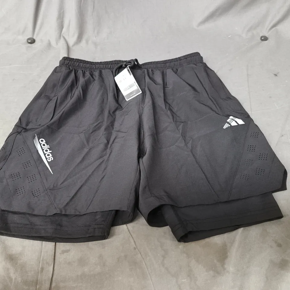 ADIDAS BLACK TRAINING SHORTS- LARGE 