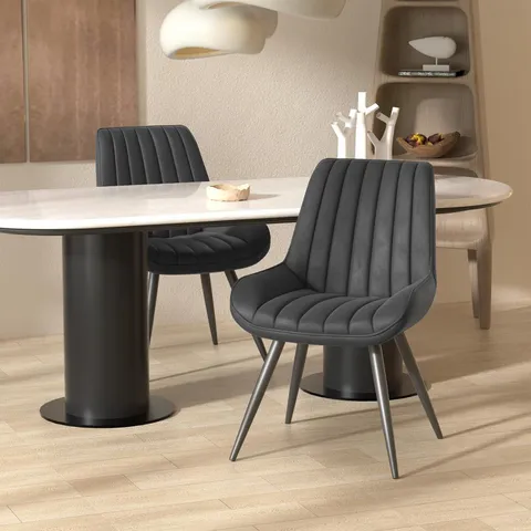 BOXED DINING CHAIRS (SET OF 2) - BLACK/BLACK LEGS (1 BOX)