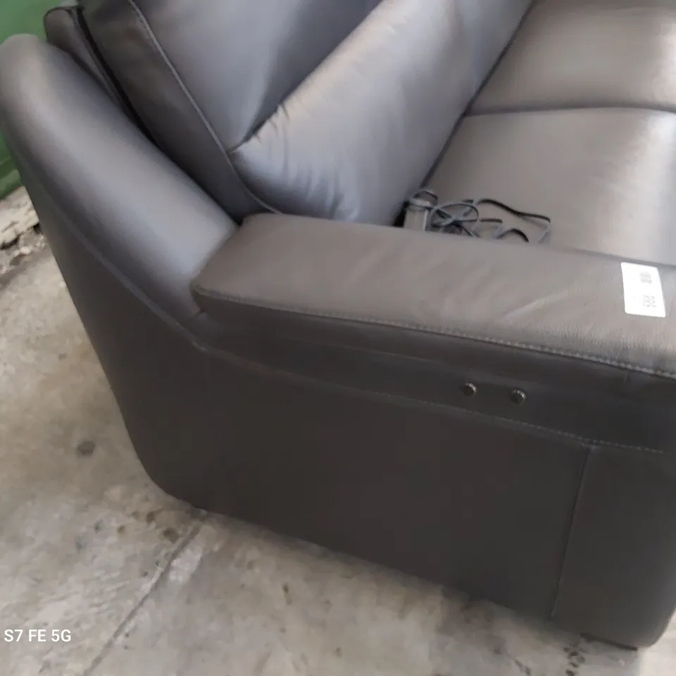 QUALITY ITALIAN DESIGNER POWER RECLINING PARMA THREE SEATER SOFA CHARCOAL LEATHER 