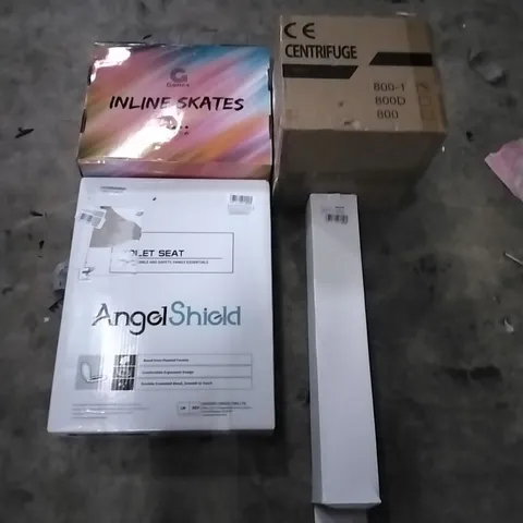 PALLET OF HOUSEHOLD ITEMS TO INCLUDE TOILET,  INLINE SKATES, CENTRIFUGE,  T5 LAMP HOLDER AND OTHER ASSORTED ITEMS...