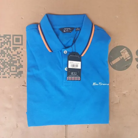 BEN SHERMAN SHORT SLEEVE POLO TOP IN KINGFISHER BLUE SIZE XL