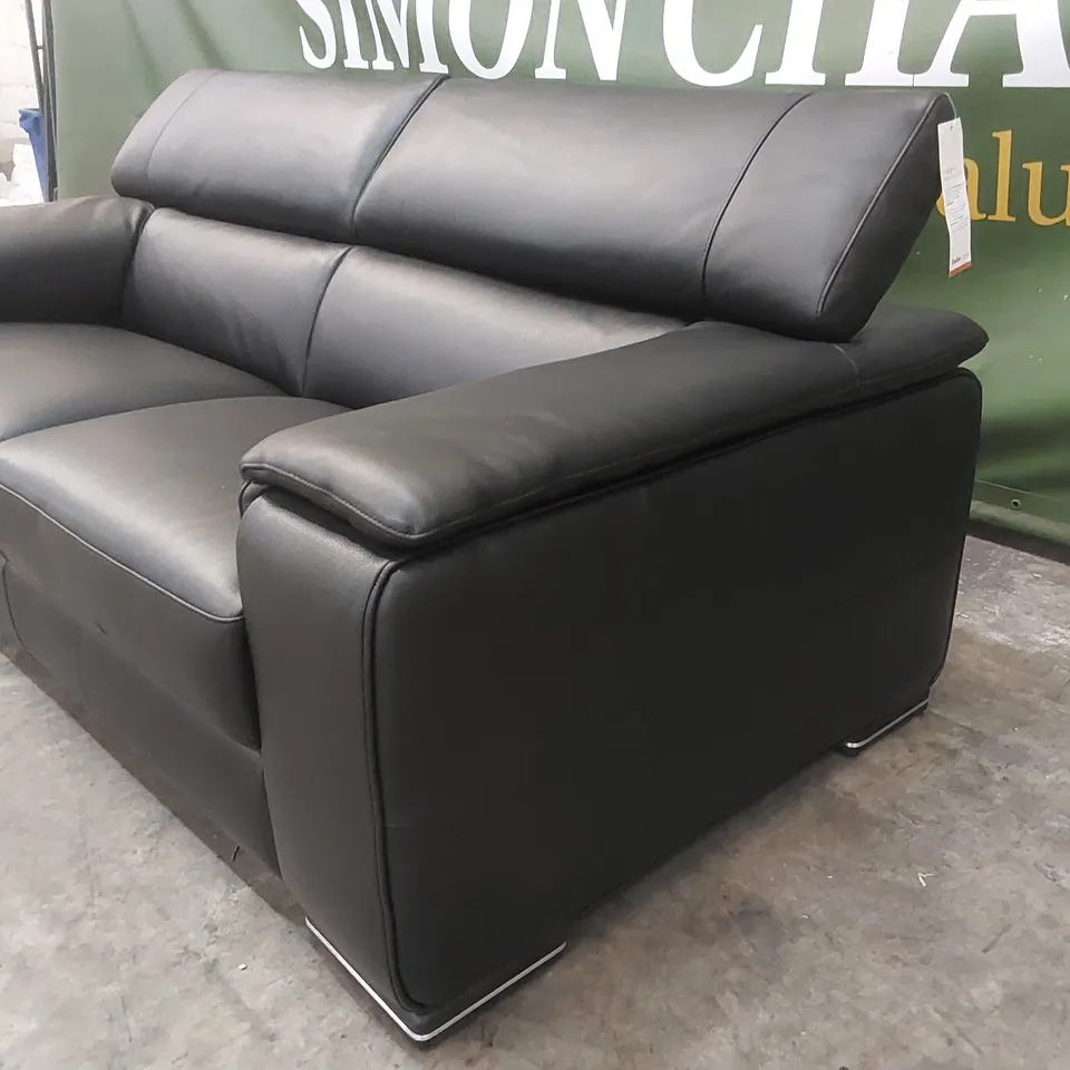 QUALITY DESIGNER ITALIAN MADE LEATHER MELO 4 SEATER SOFA - BLACK