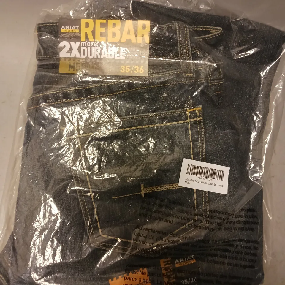 BRAND NEW ARIAT WORK REBAR SLIM FIT STRAIGHT LEG JEANS IN BLUE SIZE 35/36