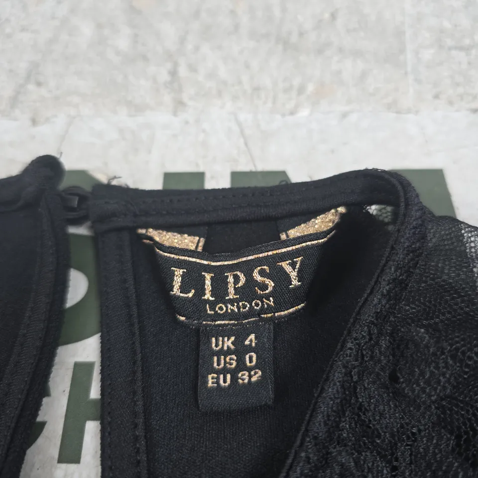 LIPSY LONDON BLACK LACE-TOP EVENING DRESS – UK 4