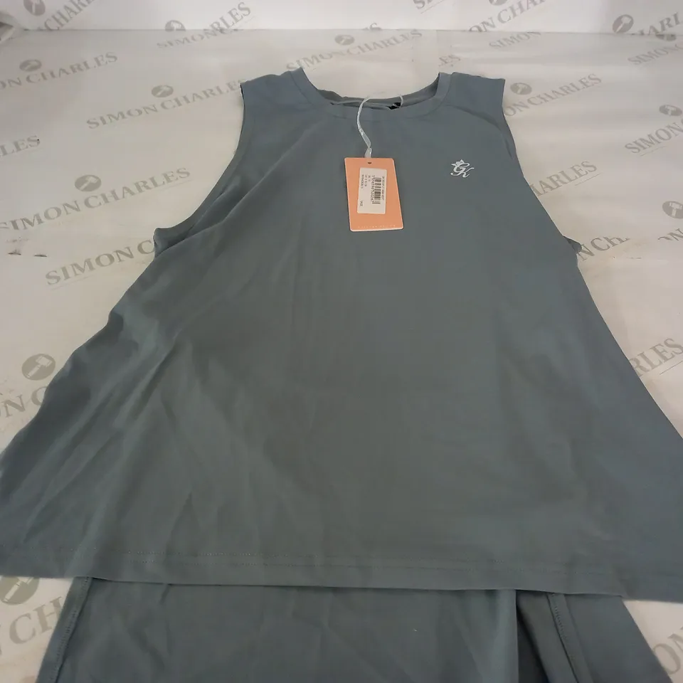 GYMKING 365 SPLIT HEM VEST IN SAGE - UK 10