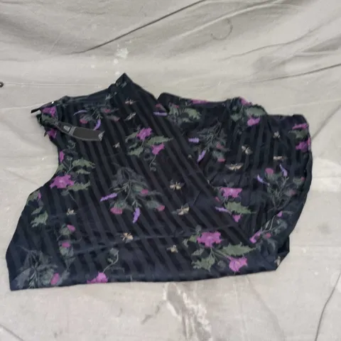 DISTURBIA CASSANDRA SATIN STRIPE THISTLE PRINT TROUSER IN BLACK SIZE 20