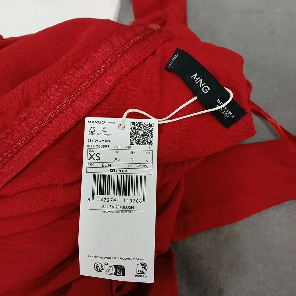 MANGO WOMEN'S OFF SHOULDER BLOUSE IN RED – SIZE XS