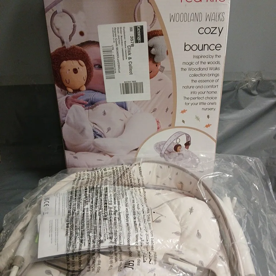 BOXED RED KITE WOODLAND WALKS COZY BOUNCE MUSICAL BABY BOUNCER