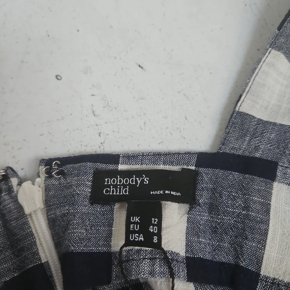 NOBODY'S CHILD BLUE VALENCIA SQUARE NECK WAISTCOAT TOP - UK 12 (EU 40, USA 8)