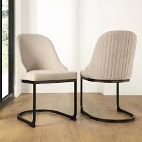 BOXED RIVA DINING CHAIR, CHAMPAGNE CLASSIC VELVET & BLACK STEEL