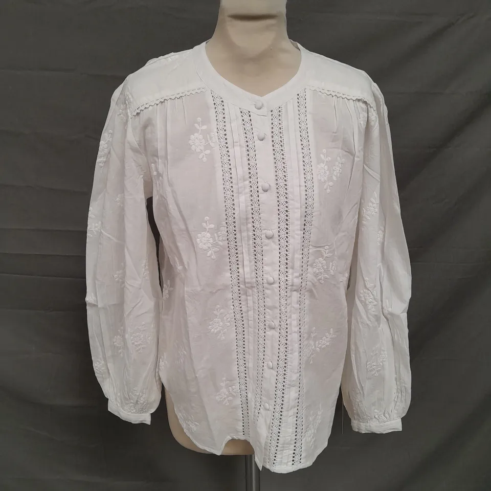 NOBODY'S CHILD FERN BLOUSE IN WHITE SIZE 8