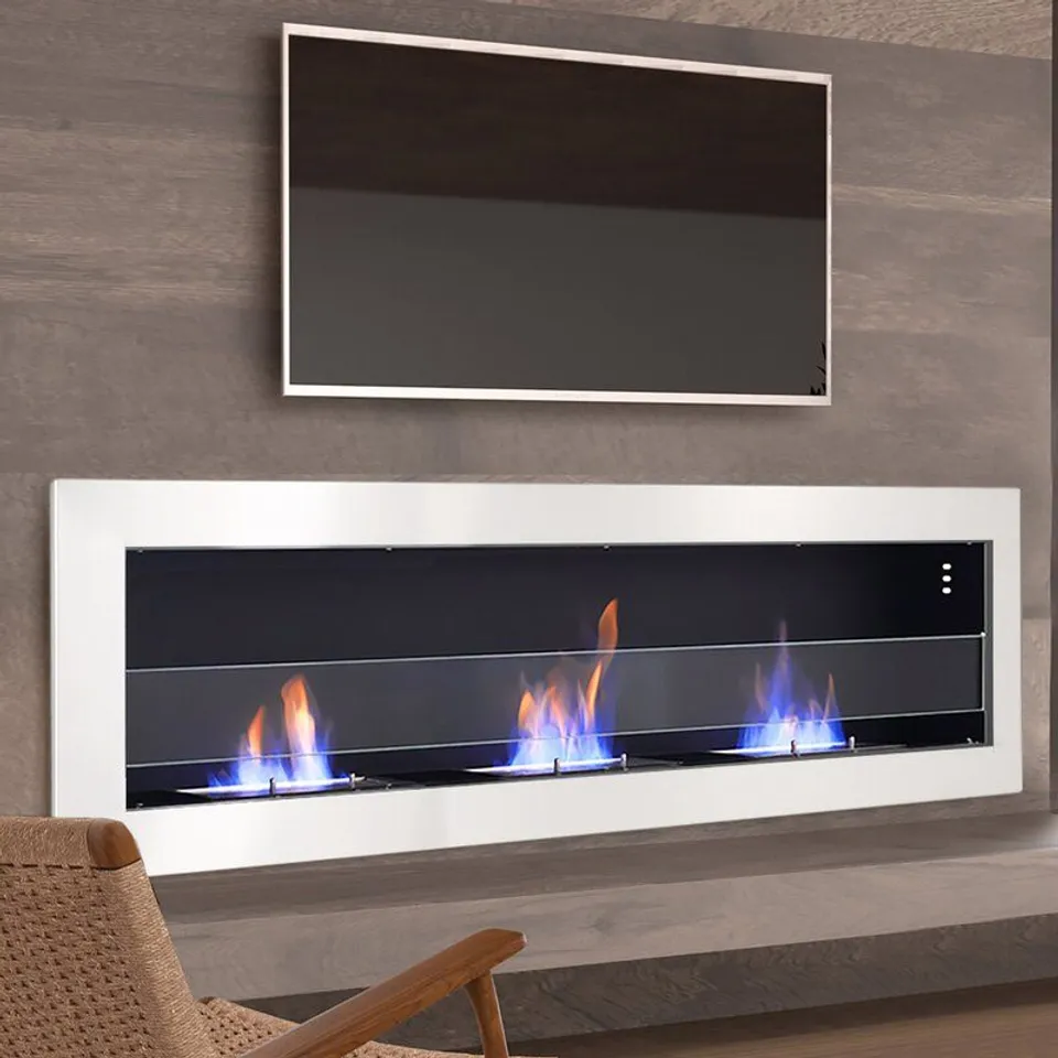 BOXED BELAND 120CM WALL MOUNTED BIO ETHANOL FIRE SUITE - WHITE (1 BOX)