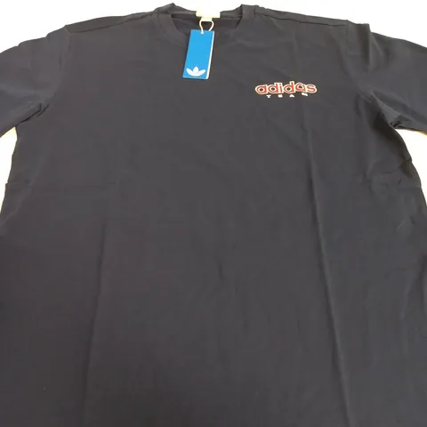 ADIDAS TEAM T‑SHIRT – NAVY BLUE, CREW NECK - LARGE
