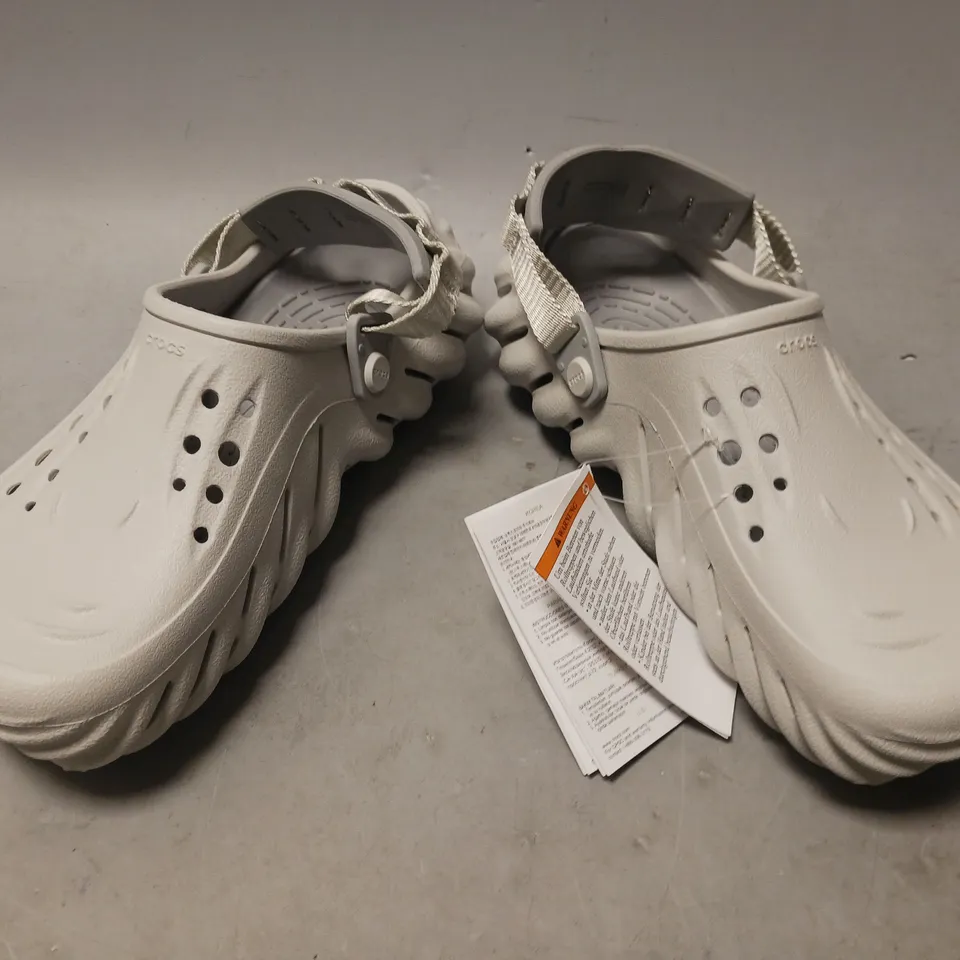 PAIR OF CROCS ECHO CLOGS IN LIGHT GREY UK SIZE M5/W6