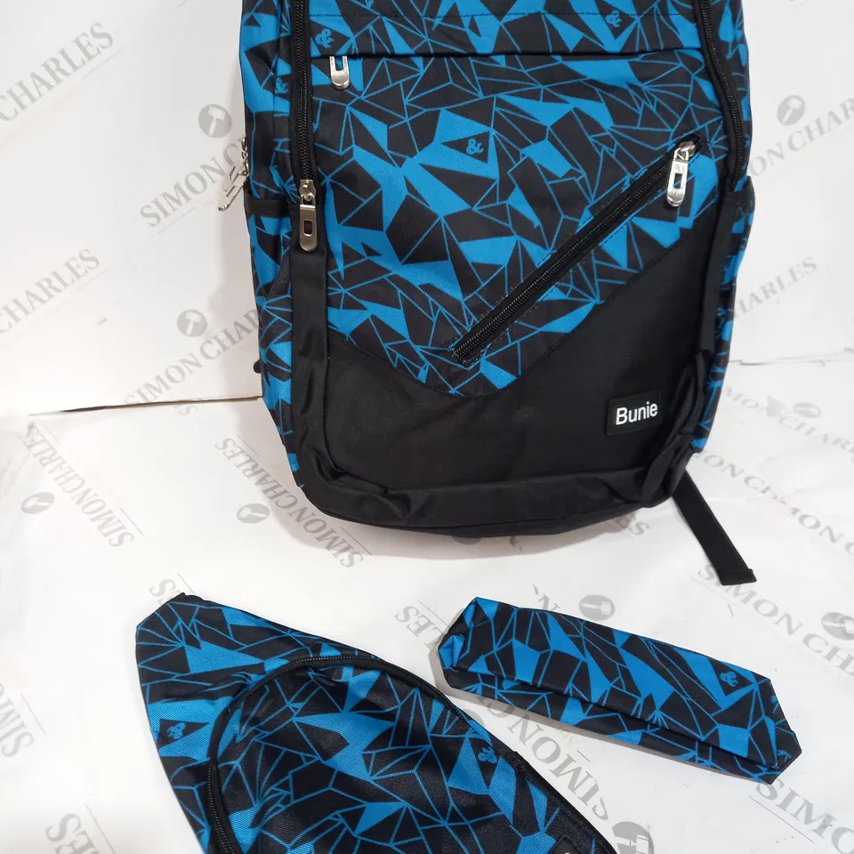 BUNIE BOYS SCHOOL BAG CHILDREN KIDS BACKPACK SET WITH SMALLER BAG & PENCIL CASE