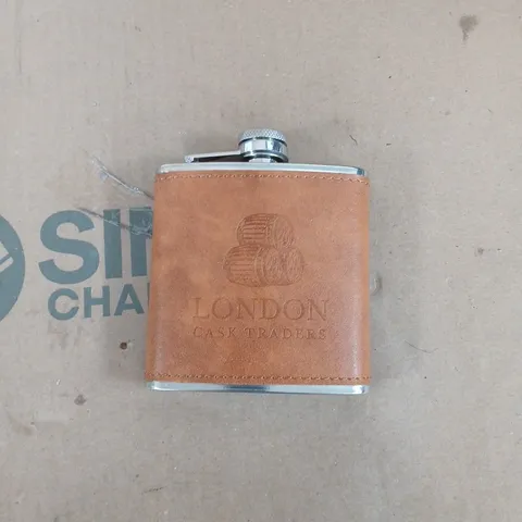 LONDON CASK TRADERS GENUINE LEATHER 6OZ HIP FLASK