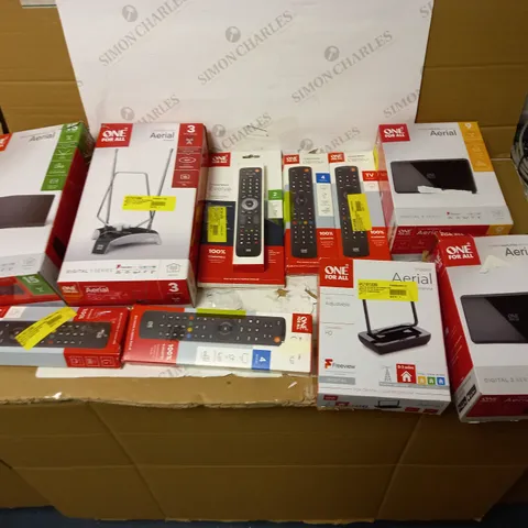 LOT OF APPROX. 10 ASSORTED ONE-FOR-ALL REMOTES AND AERIALS