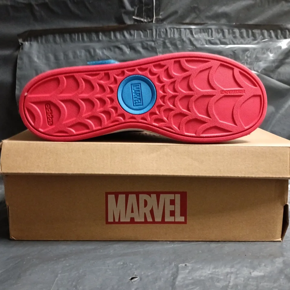 BOXED PAIR OF ADIDAS GRAND COURT SPIDER-MAN TRAINERS IN BLACK/MULTI SIZE UK 5.5