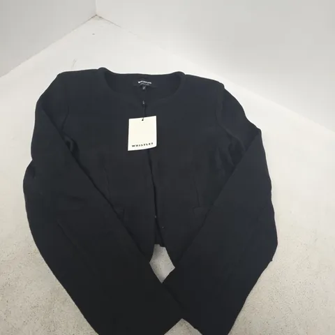 Whistles Collarless Jersey Jacket – Black, UK 6 (EU 34)