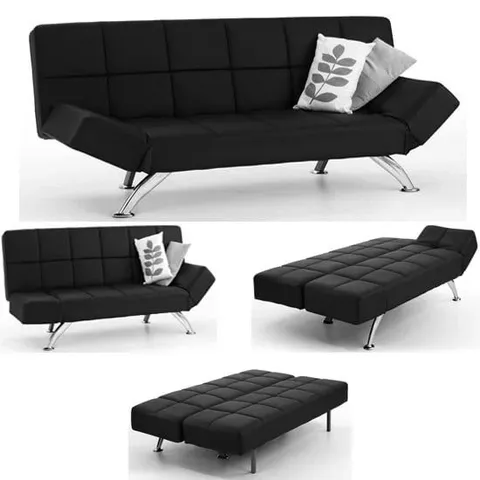 BRAND NEW BOXED VENICE SOFA BED IN BLACK FAUX LEATHER (1 BOX)