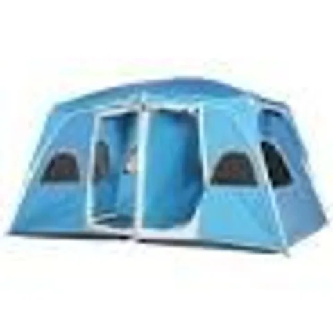 BOXED OUTSUNNY 4-8 PERSON CAMPING TENT FAMILY TENT WITH 2 ROOM, MESH WINDOWS, EASY SET UP FOR BACKPACKING, HIKING, OUTDOOR, BLUE