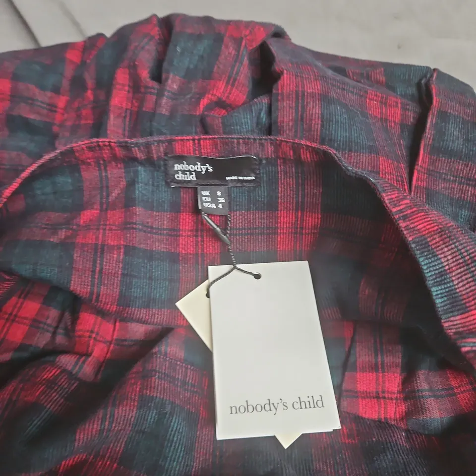 NOBODY'S CHILD RED & NAVY PLAID PLEATED SKIRT – SIZE 8