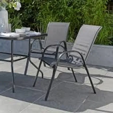 BOXED SET OF 2 TEXTILENE STACKING CHAIRS (KD) GREY (1 BOX)