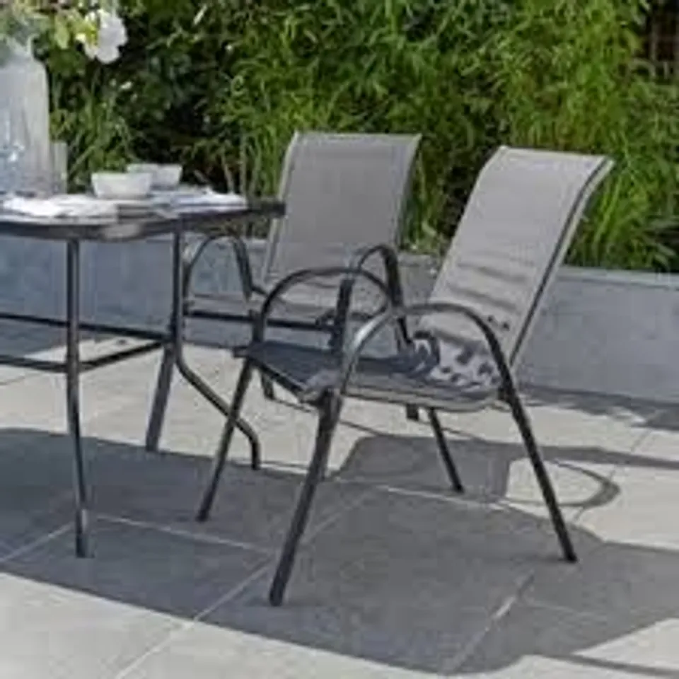 BOXED SET OF 2 TEXTILENE STACKING CHAIRS (KD) GREY (1 BOX)
