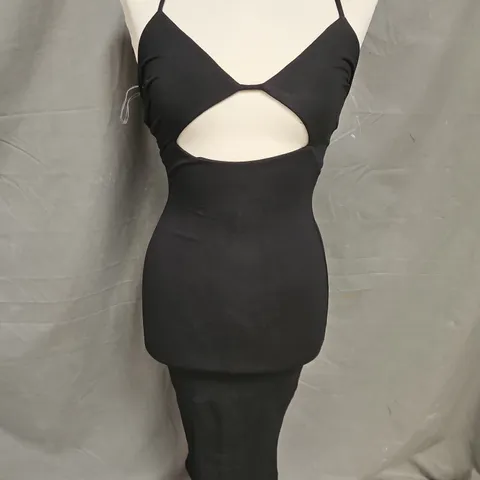 OH POLLY HALTERNECK CUTOUT MIDI DRESS IN BLACK SIZE 6
