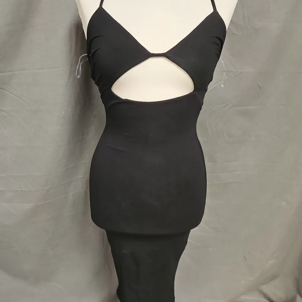 OH POLLY HALTERNECK CUTOUT MIDI DRESS IN BLACK SIZE 6