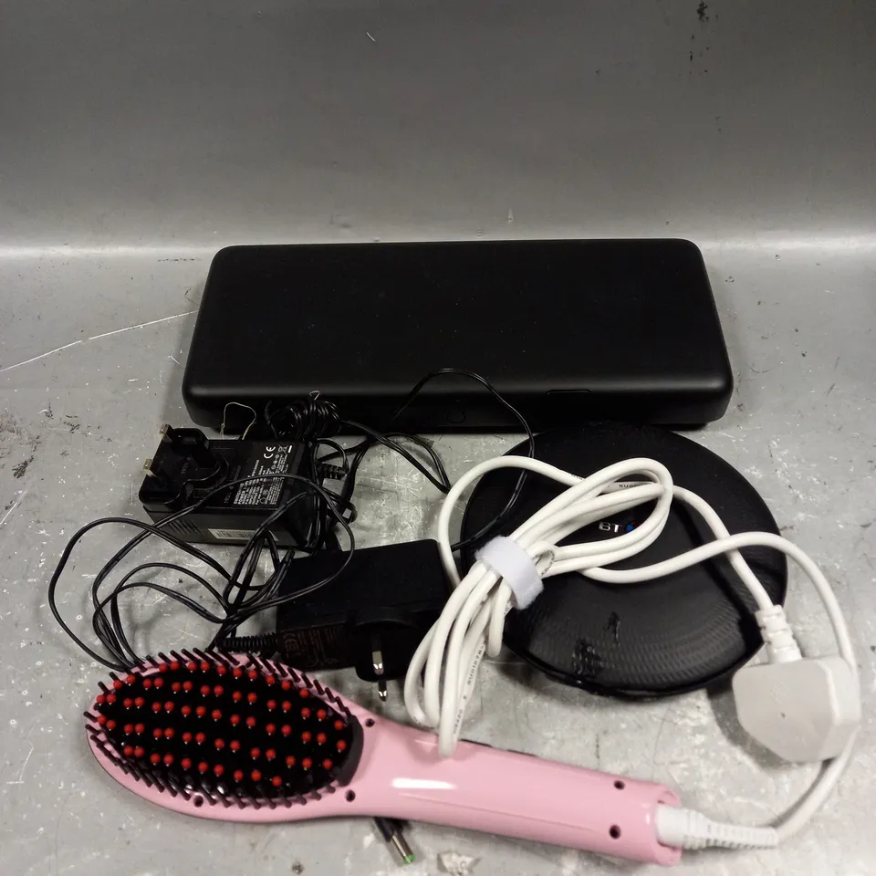 BOX OF APPROXIMATELY 3 ASSORTED ELECTRICAL ITEMS TO INCLUDE NOZA TECH HEAT BRUSH, TV BOX PRO AND BT SMART HUB 2 WIFI DISC