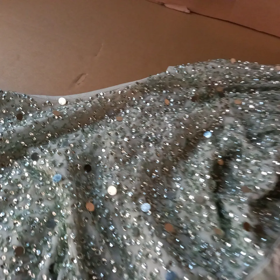 DOROTHY PERKINS EMBELLISHED FLITTER SLEEVE MAXI DRESS IN MINT - 16