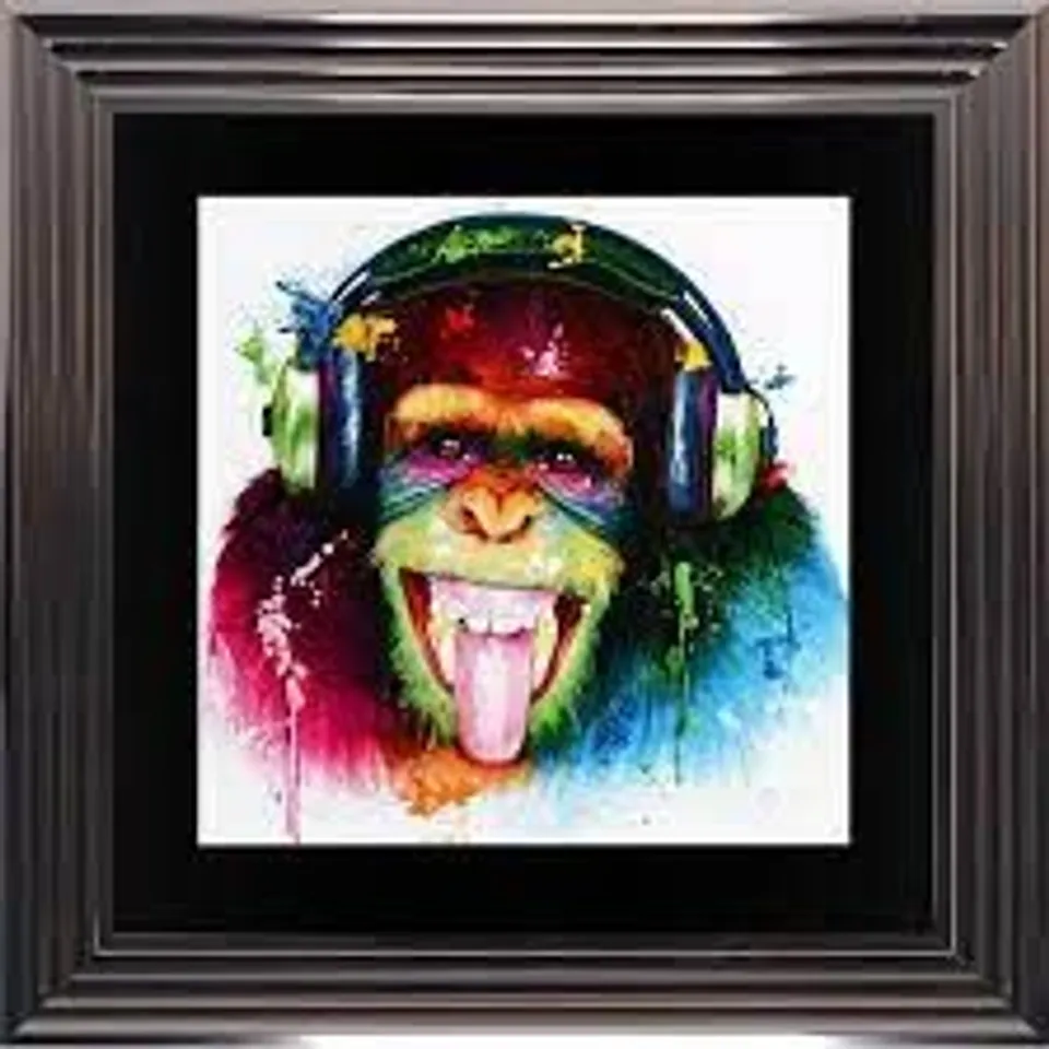 BOXED DJ MONKEY BY PATRICE MURCIANO FRAMED PRINT 